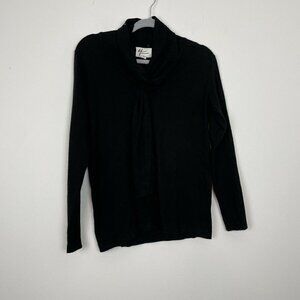 Andrea Jovine Black Sweater Tie Neck Size Small
